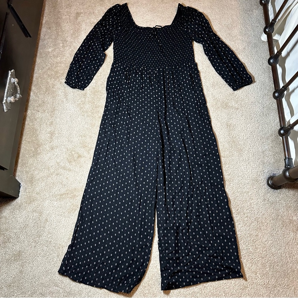 Able Marion Smocked Jumpsuit, Black/white, XXL, NWT